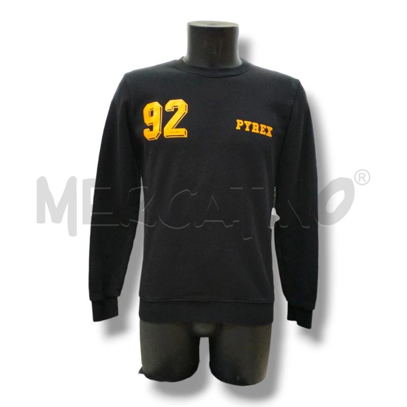 FELPA UOMO PYREX NERA LOGO SENAPE | Mercatino dell'Usato Rivoli 1