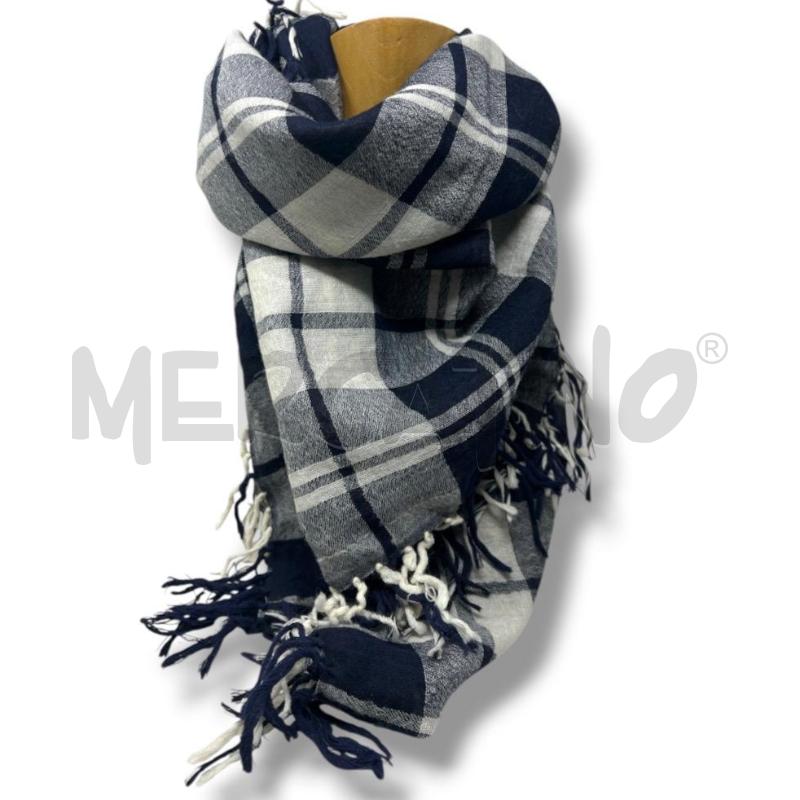 FOULARD BASILE BLU BIANCA QUADRI 100LANA | Mercatino dell'Usato Rivoli 1