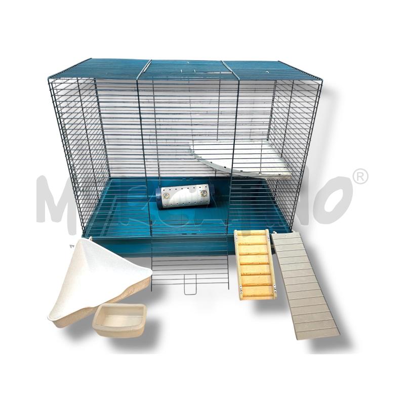 GABBIA FURETTO 78X49X70 FERPLAST FONDO BLU + ACC | Mercatino dell'Usato Rivoli 3