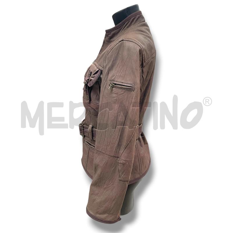 GIACCA DONNA VERA PELLE MARRONE CINTURA TASCONI | Mercatino dell'Usato Rivoli 3