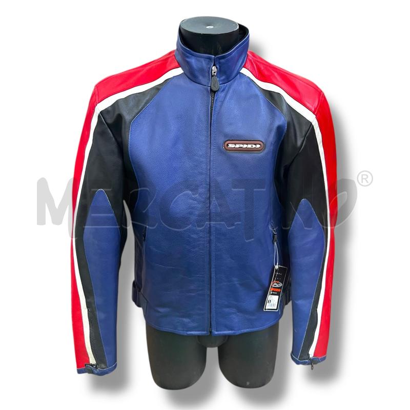 GIACCA MOTO SPIDI PELLE BLU ROSSA TG XL | Mercatino dell'Usato Rivoli 1