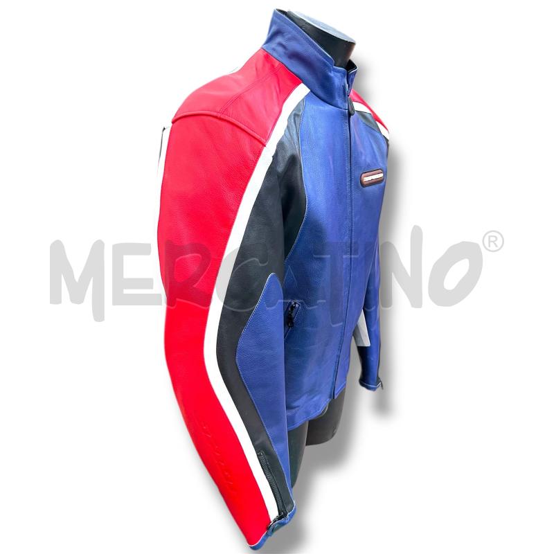 GIACCA MOTO SPIDI PELLE BLU ROSSA TG XL | Mercatino dell'Usato Rivoli 2