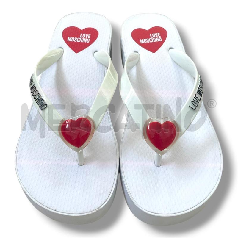 INFRADITO DONNA MOSCHINO BIANCHE LOGO CUORE | Mercatino dell'Usato Rivoli 2
