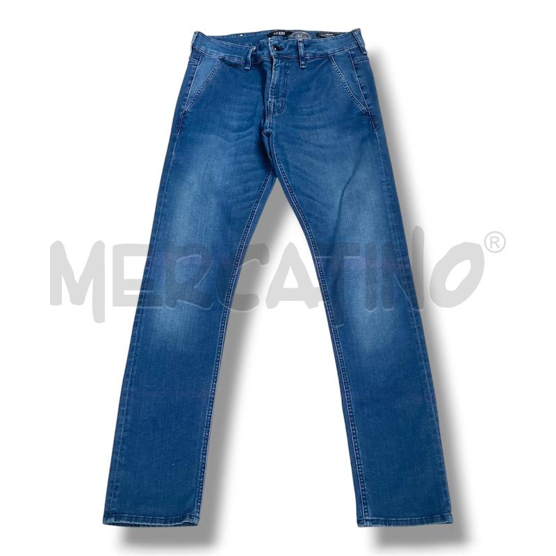 JEANS UOMO GUESS BLU SCURO SFUMATI CUCITURE BORDEAUX | Mercatino dell'Usato Rivoli 1