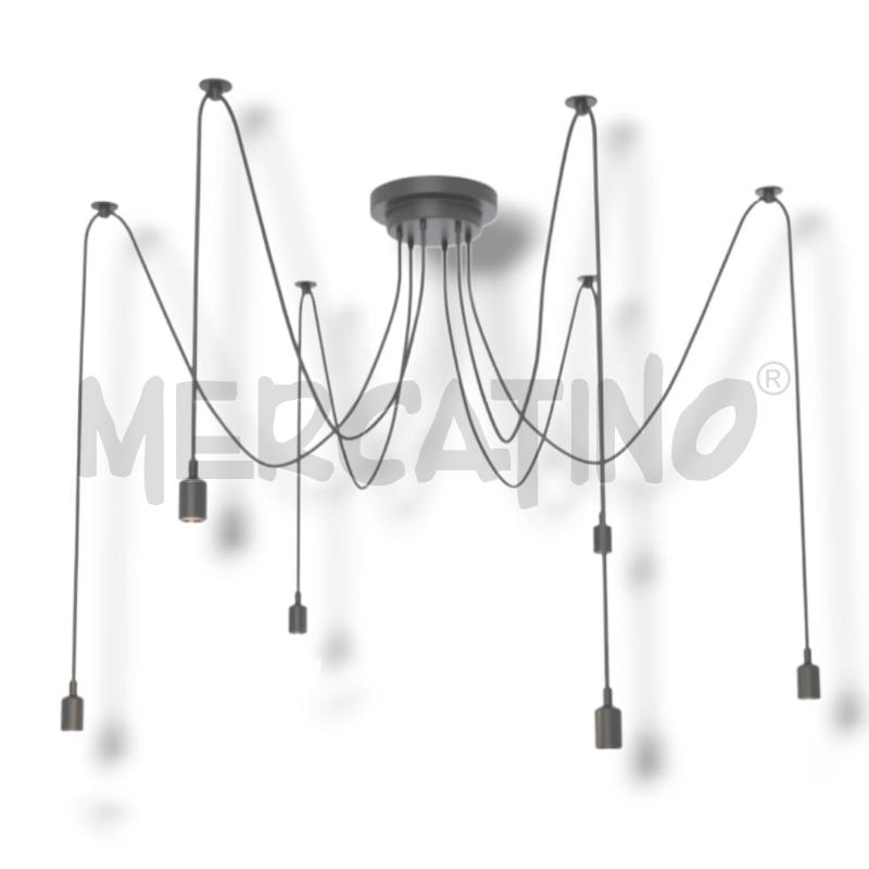 LAMPADARIO A SOSPENSIONE 5 CORDE NERE | Mercatino dell'Usato Rivoli 1