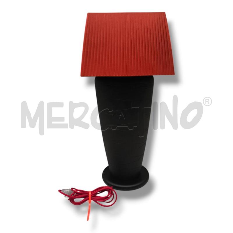 LAMPADA DA TAVOLO SFORZIN ILLUMINAZIONE NERA ROSSA 75,5CM  | Mercatino dell'Usato Rivoli 1