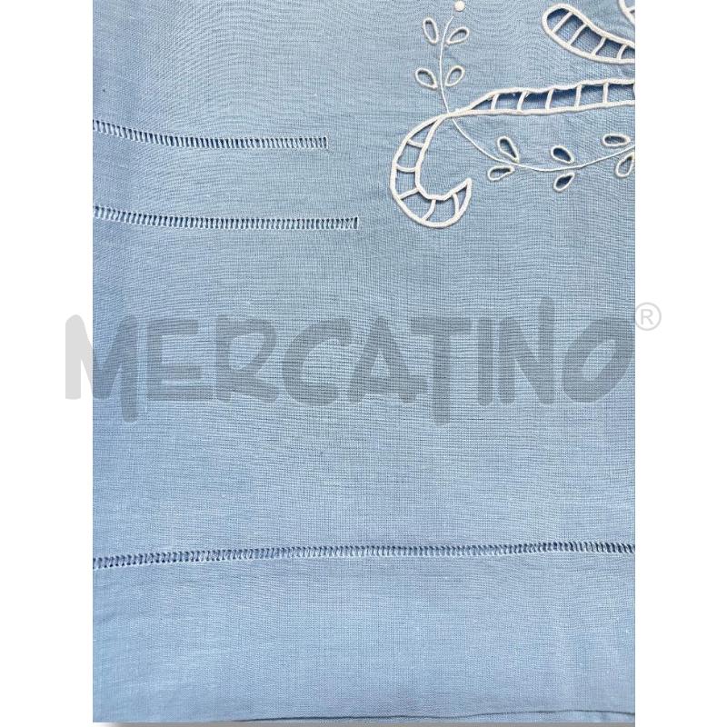 LENZUOLO MATRIMONIALE +2 FED AZZURRO RICAMI LIBELLULA | Mercatino dell'Usato Rivoli 3