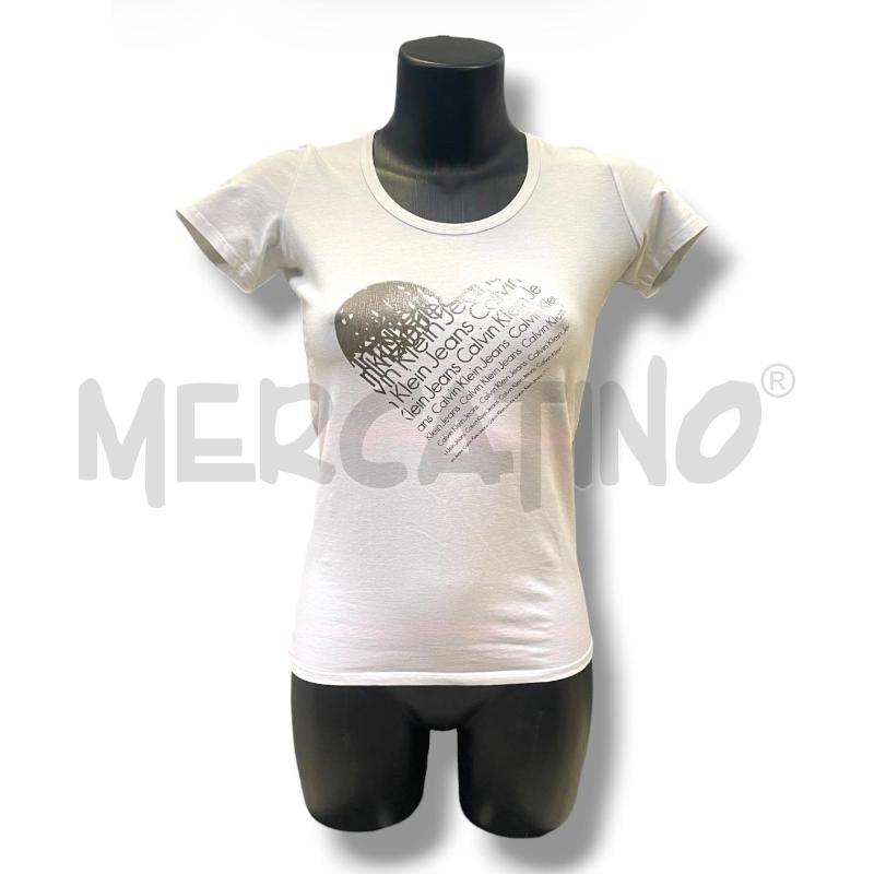 MAGLIA DONNA CALVIN KLEIN BIANCA CUORE LOGO ARG  | Mercatino dell'Usato Rivoli 1