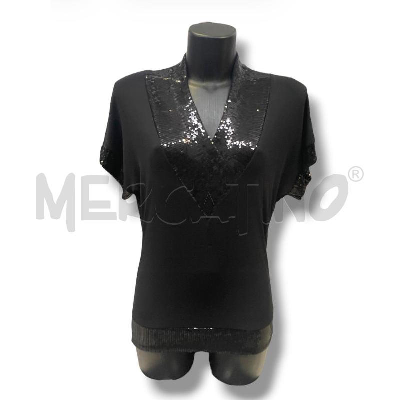 MAGLIA DONNA COCONUDA NERA SCOLLO V PAILLETTES | Mercatino dell'Usato Rivoli 1