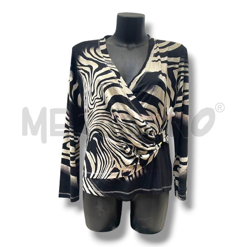 MAGLIA DONNA KRIZIA BEIGE ZEBRATO SCOLLO PROFONDO V | Mercatino dell'Usato Rivoli 1