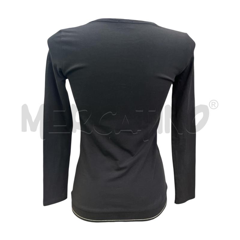 MAGLIA DONNA NERA SCOLLO V LOGO FILO DI PERLINE | Mercatino dell'Usato Rivoli 2