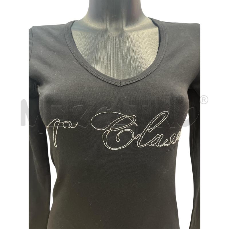 MAGLIA DONNA NERA SCOLLO V LOGO FILO DI PERLINE | Mercatino dell'Usato Rivoli 3