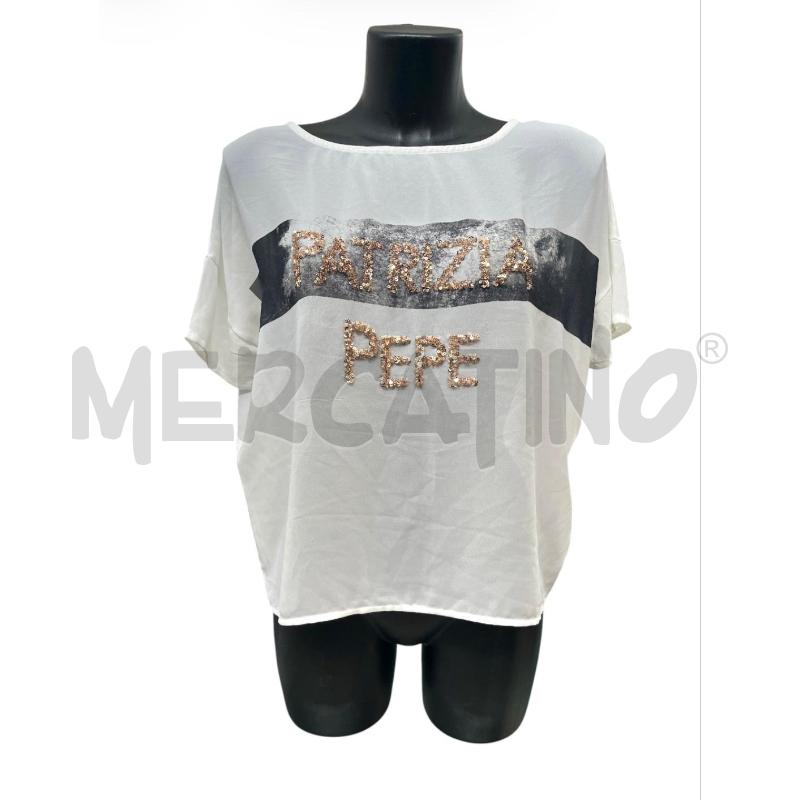 MAGLIA DONNA PATRIZIA PEPE BIANCA LOGO PAILLETTE | Mercatino dell'Usato Rivoli 1