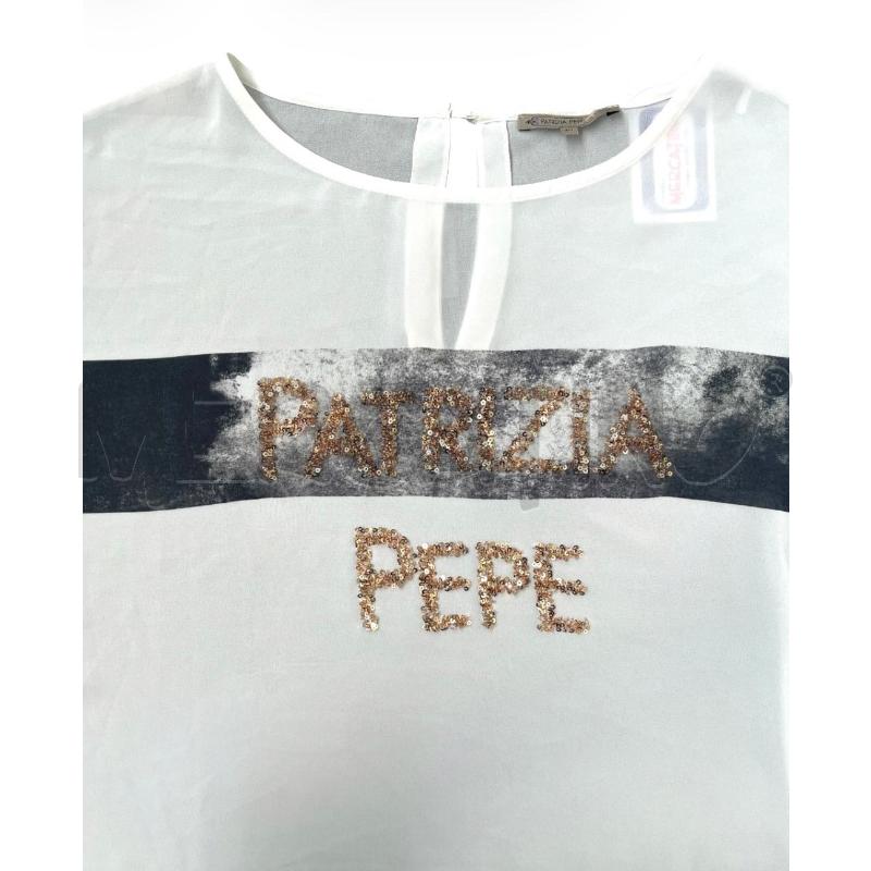 MAGLIA DONNA PATRIZIA PEPE BIANCA LOGO PAILLETTE | Mercatino dell'Usato Rivoli 3