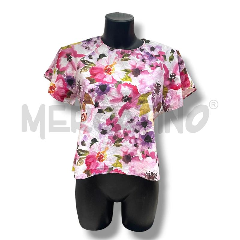MAGLIA DONNA SUN68 BIANCA FIORI ACQUERELLO  | Mercatino dell'Usato Rivoli 1