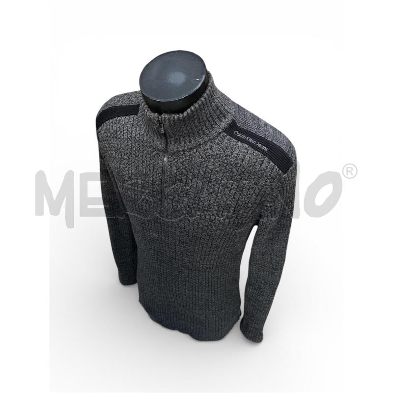 MAGLIONE UOMO CALVIN KLEIN GRIGIO MELANGE ZIP COLLO ALTO | Mercatino dell'Usato Rivoli 1
