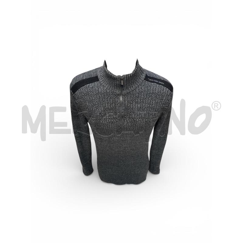 MAGLIONE UOMO CALVIN KLEIN GRIGIO MELANGE ZIP COLLO ALTO | Mercatino dell'Usato Rivoli 2