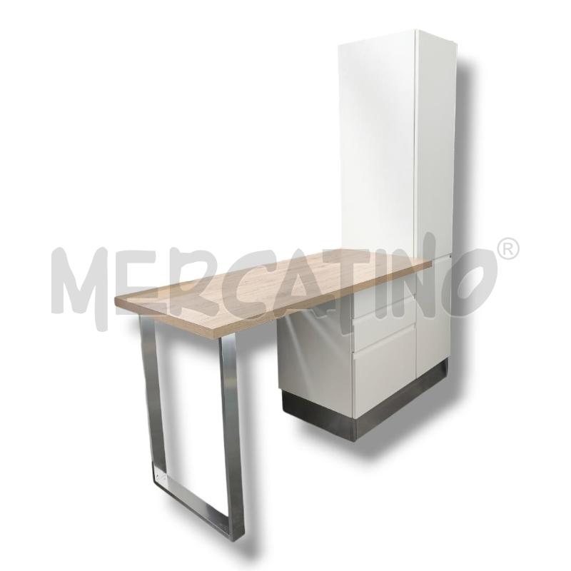 MOBILE CUCINA BIANCO OPACO 195X70 CON BANCO | Mercatino dell'Usato Rivoli 1