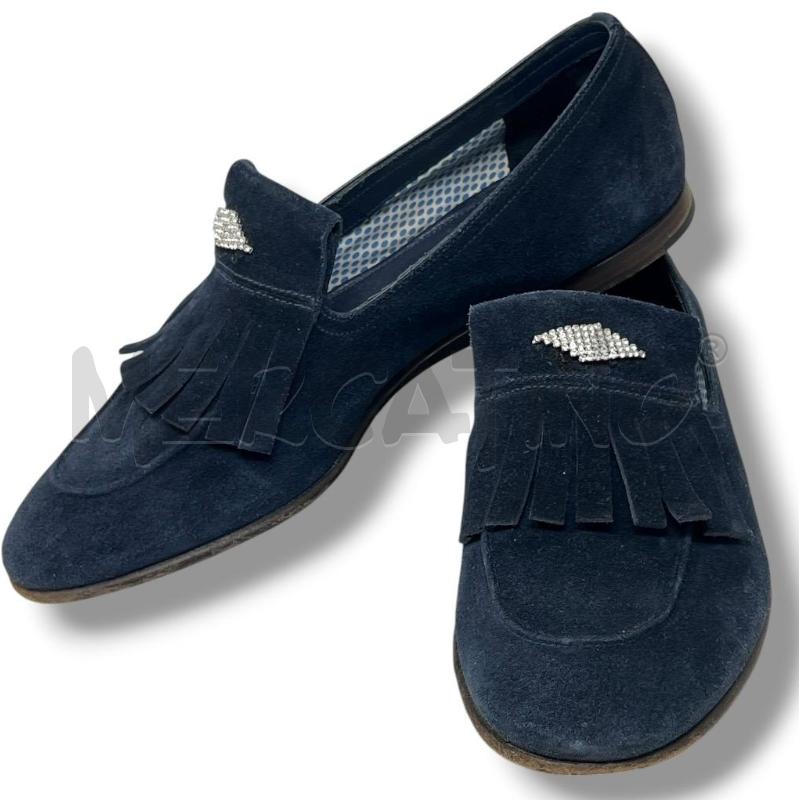 MOCASSINI PELLE UOMO PRADA SCAMOSCIATE BLU | Mercatino dell'Usato Rivoli 1