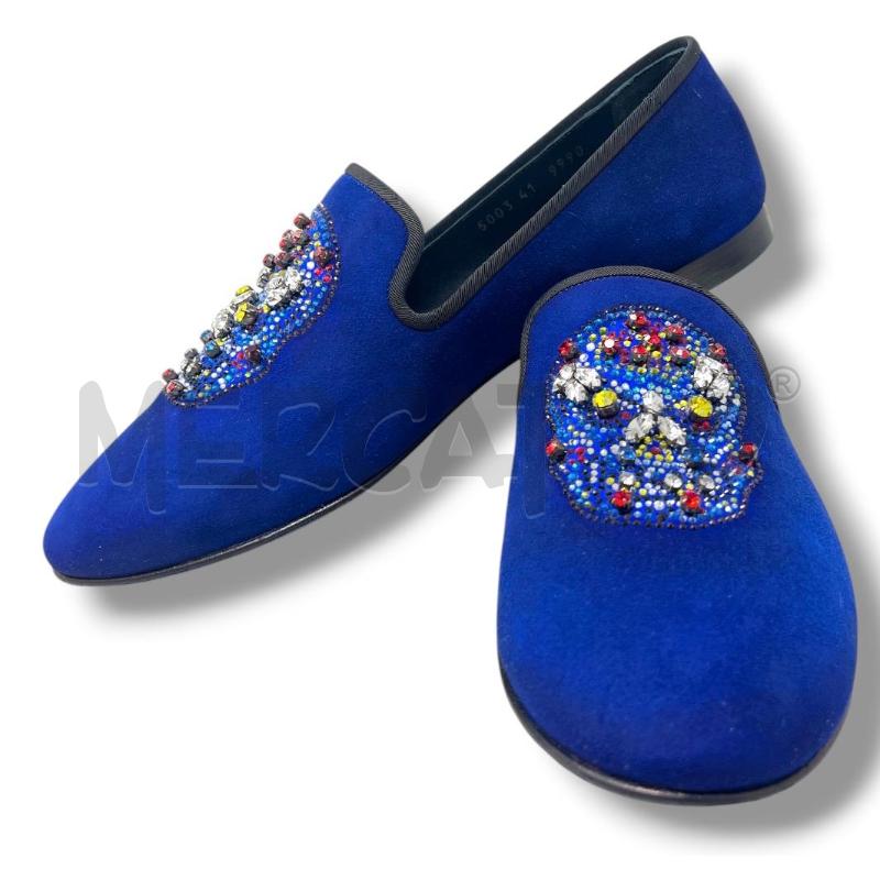 MOCASSINI UOMO GIUSEPPE ZANOTTI BLU SCAMOSCIATE TESCHIO MESSICANO | Mercatino dell'Usato Rivoli 1