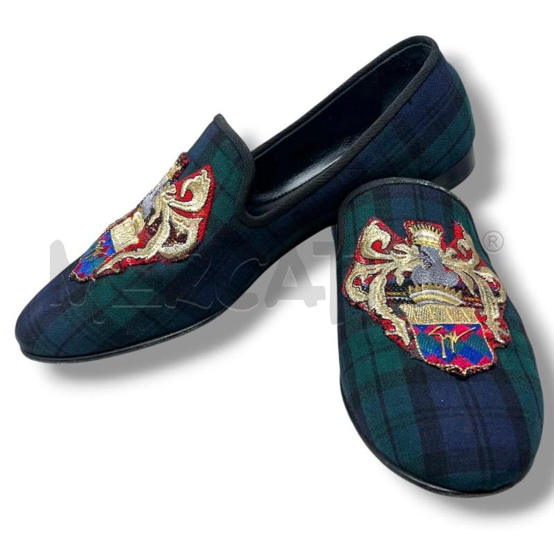 MOCASSINI UOMO GIUSEPPE ZANOTTI TARTAN VERDE BLU | Mercatino dell'Usato Rivoli 1