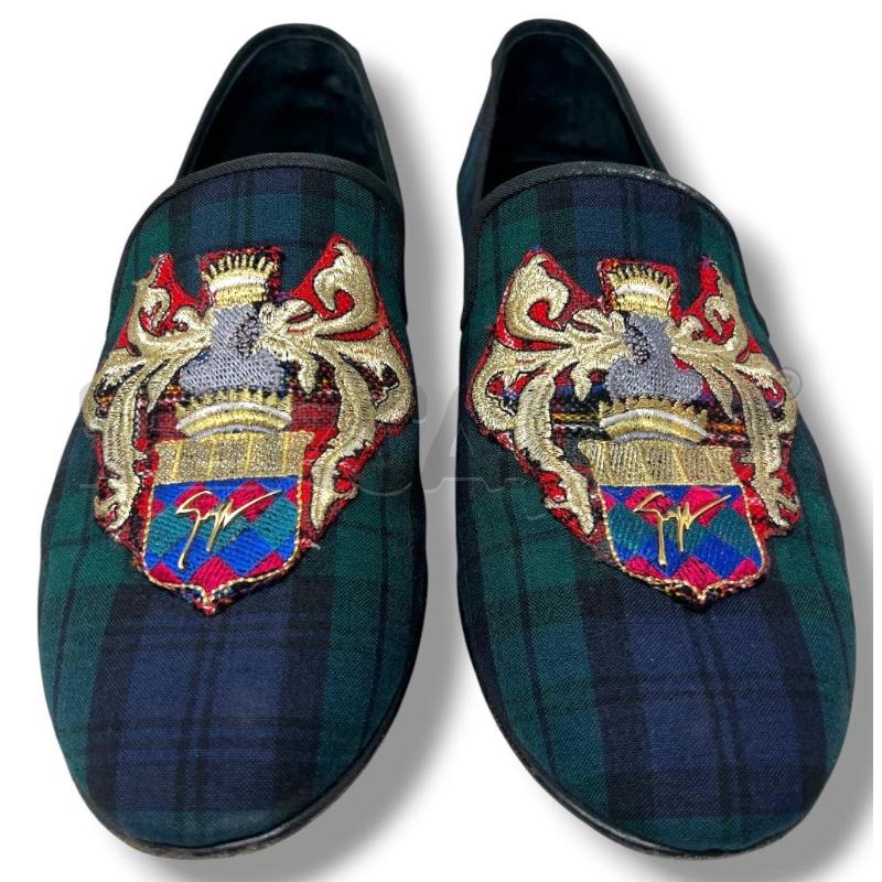 MOCASSINI UOMO GIUSEPPE ZANOTTI TARTAN VERDE BLU | Mercatino dell'Usato Rivoli 2