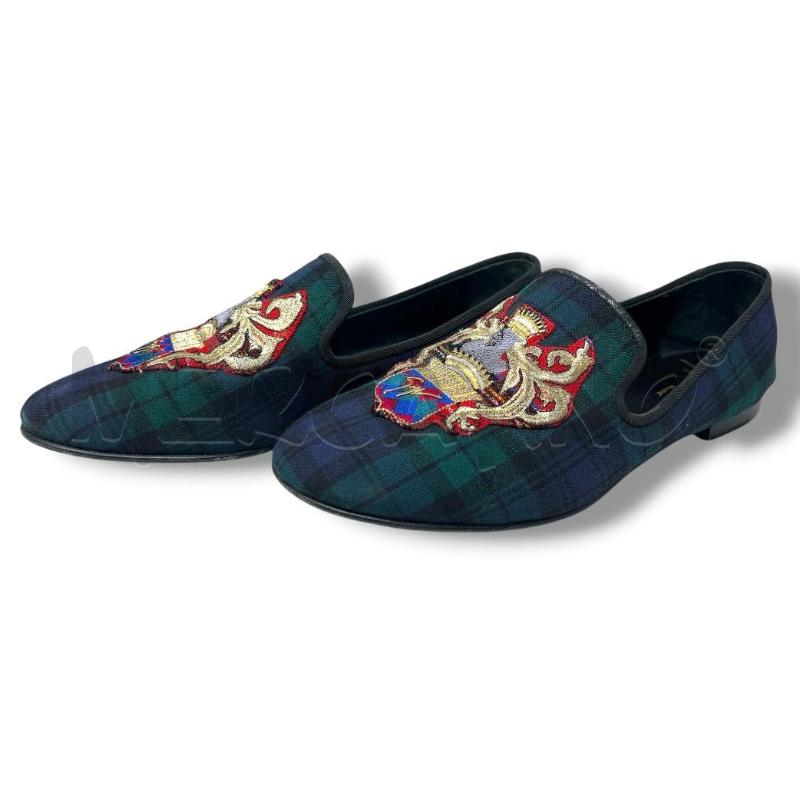 MOCASSINI UOMO GIUSEPPE ZANOTTI TARTAN VERDE BLU | Mercatino dell'Usato Rivoli 3
