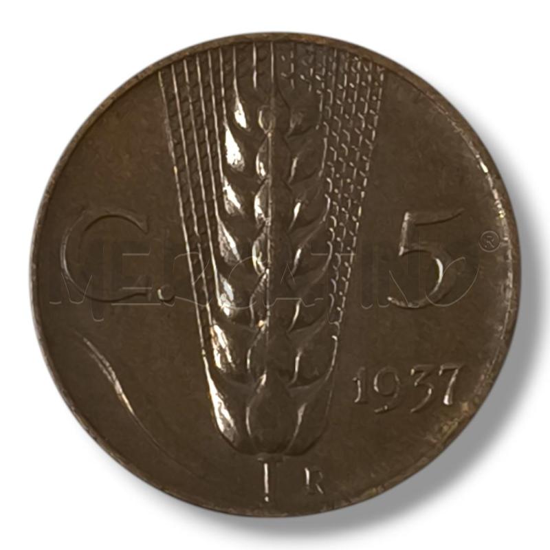 MONETA 5 CENT 1937 SPIGA VITTORIO EMANUELE III | Mercatino dell'Usato Rivoli 1