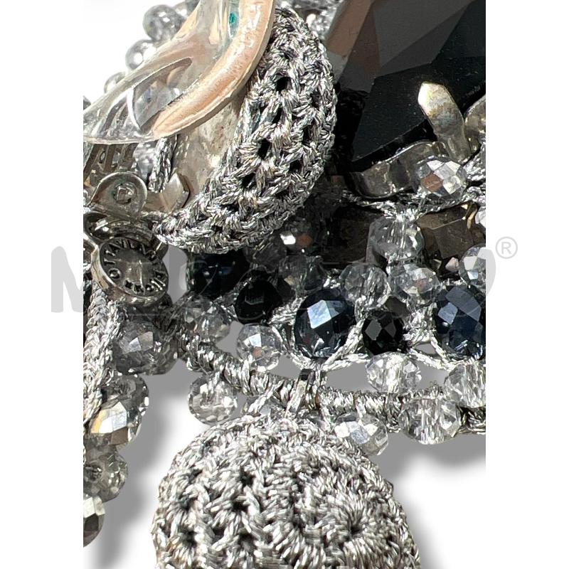 ORECCHINI OTTAVIANI CLIP CHANDELIER CERCHIO RICAMATO NERI ARGENTATI | Mercatino dell'Usato Rivoli 4