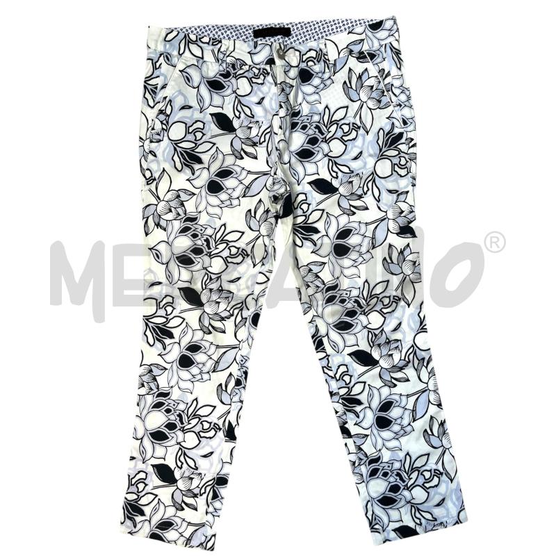 PANTALONE DONNA CAFENOIR BIANCHI FIORI AZZURRI | Mercatino dell'Usato Rivoli 1