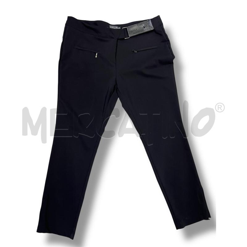 PANTALONE DONNA FIORELLA RUBINO NERO CINTURA SIMILPELLE | Mercatino dell'Usato Rivoli 1