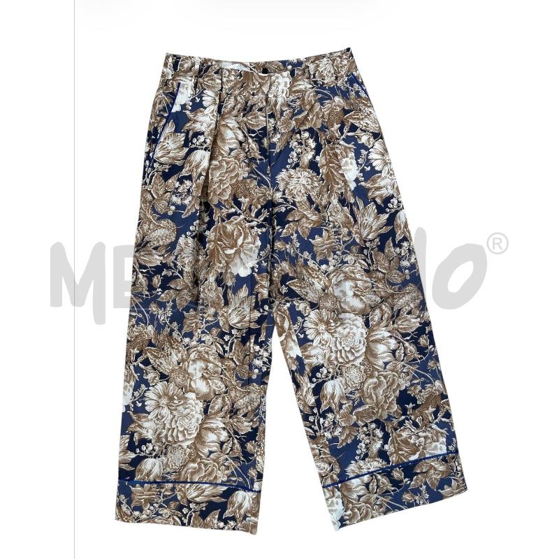 PANTALONE DONNA MAXMARA BLU FIORI BEIGE PALAZZO PLISS | Mercatino dell'Usato Rivoli 1