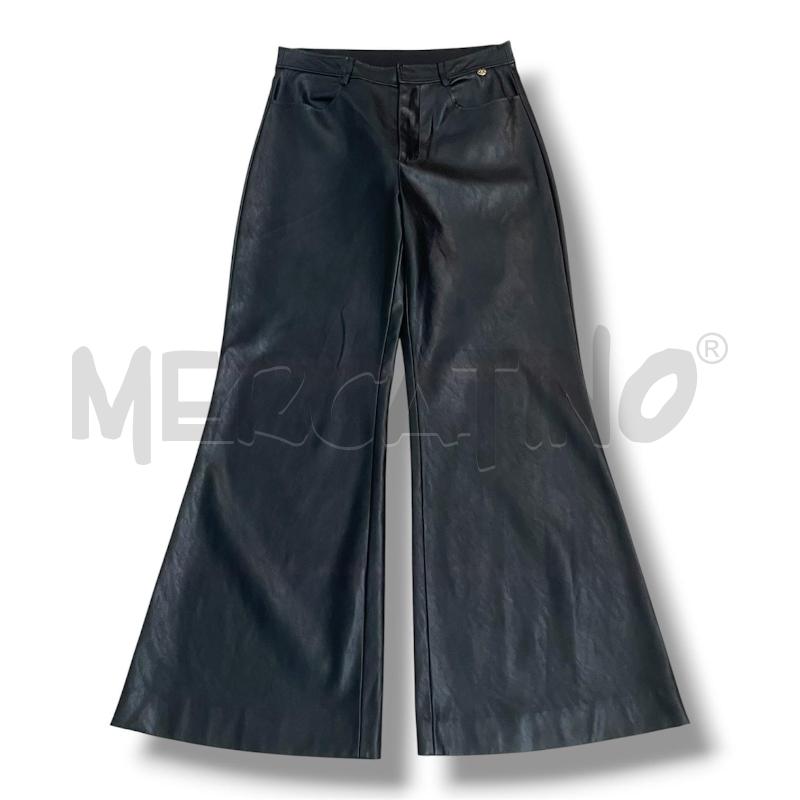 PANTALONE DONNA REBELQUEEN NERO SIMILPELLE PALAZZO | Mercatino dell'Usato Rivoli 1