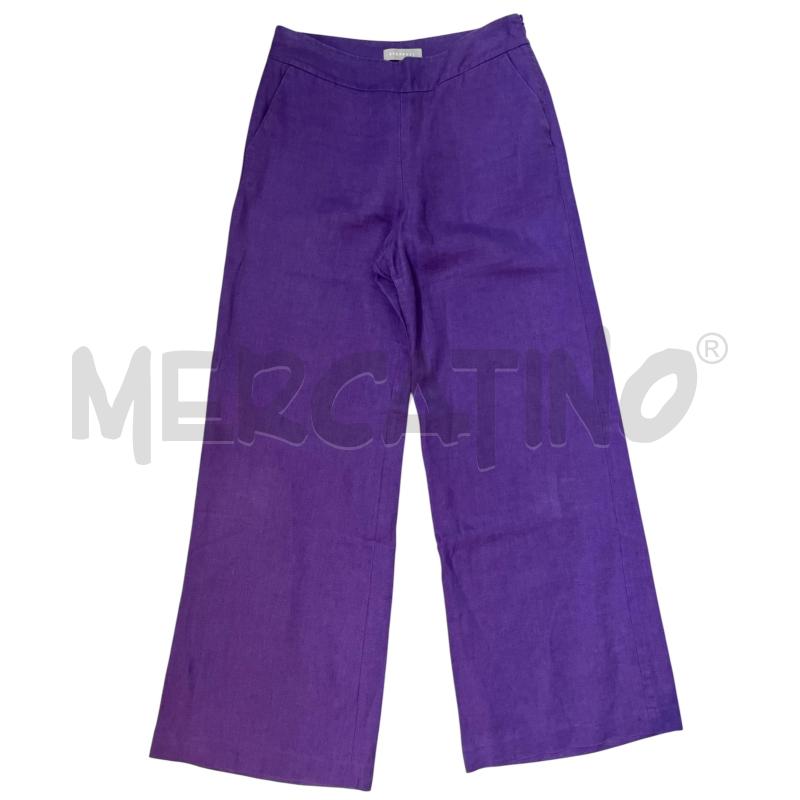 PANTALONE DONNA STEFANEL 100 LINO VIOLA PALAZZO | Mercatino dell'Usato Rivoli 1