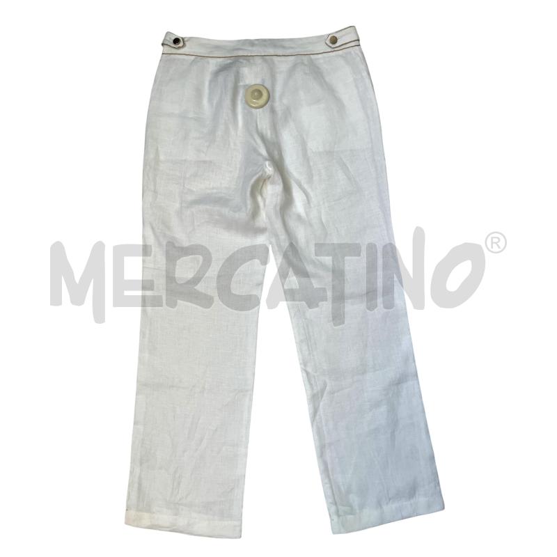 PANTALONE DONNA STEFANEL BIANCO 100 LINO PROFILI DORATI | Mercatino dell'Usato Rivoli 2