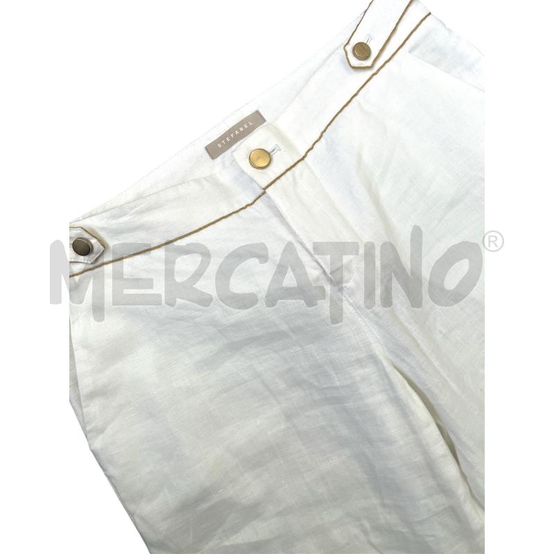 PANTALONE DONNA STEFANEL BIANCO 100 LINO PROFILI DORATI | Mercatino dell'Usato Rivoli 3