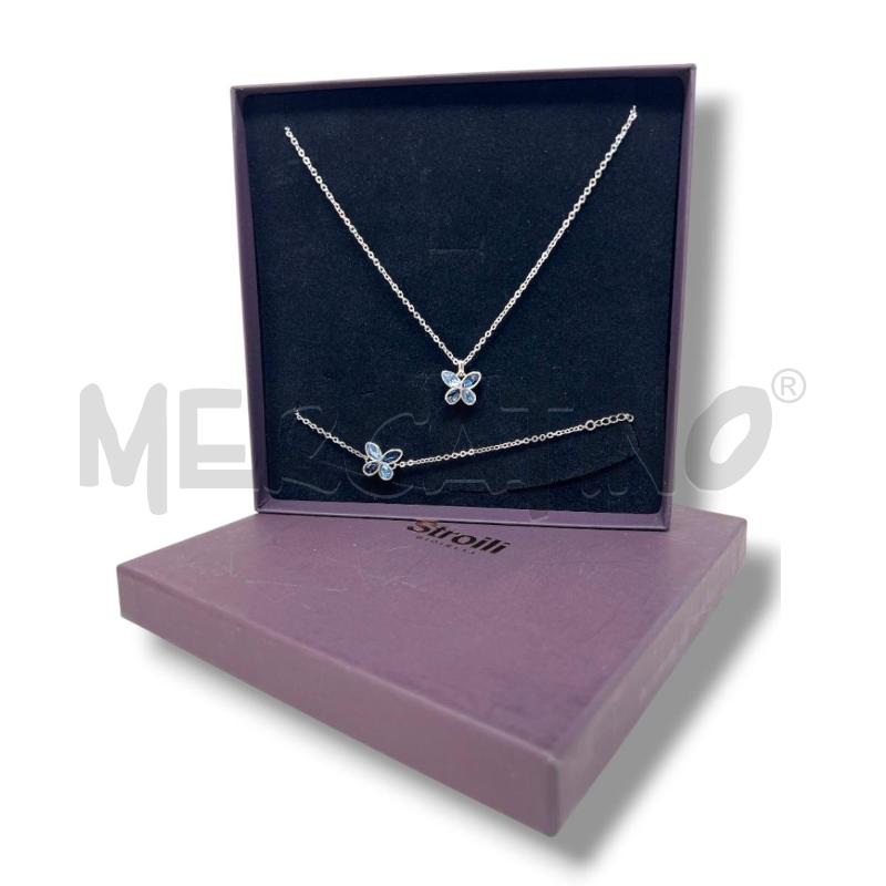 PARURE STROILI COLLANA+BRACCIALE FARFALLA CRISTALLI BLU | Mercatino dell'Usato Rivoli 1