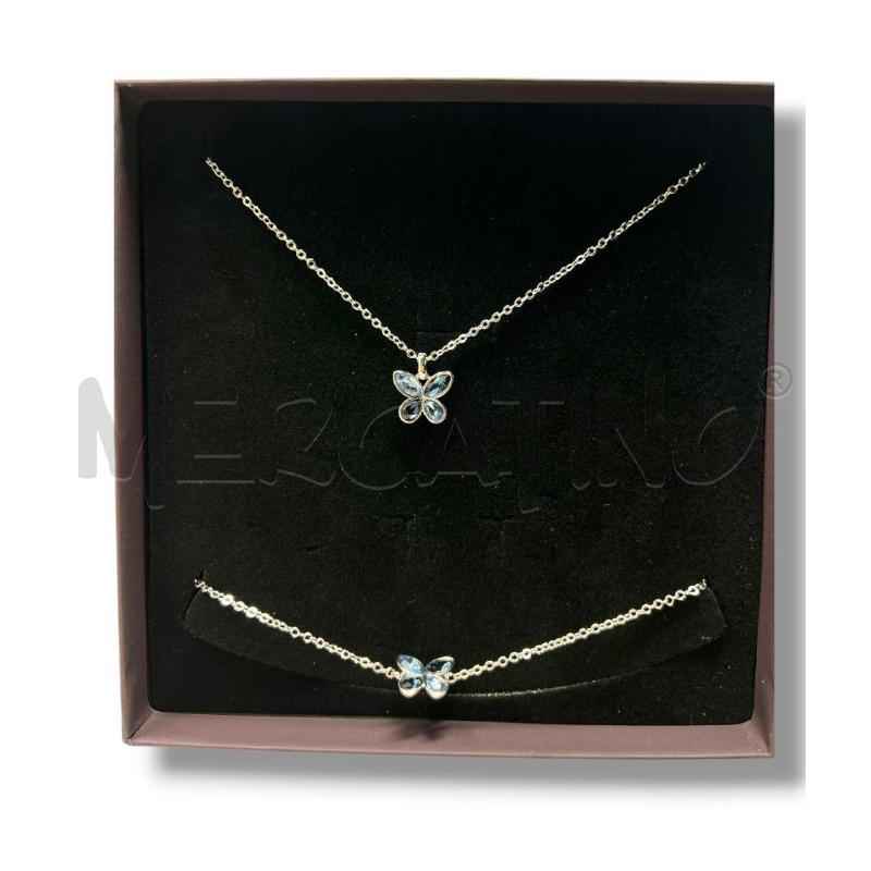 PARURE STROILI COLLANA+BRACCIALE FARFALLA CRISTALLI BLU | Mercatino dell'Usato Rivoli 3