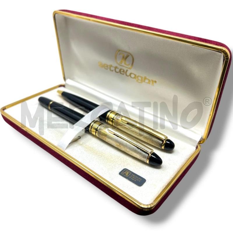 PENNA STILOGRAFICA E A SFERA SETTELAGHI TAPPI ARG.925 MILLERIGHE CON SCATOLA VELLUTINO BORDEAUX  | Mercatino dell'Usato Rivoli 2