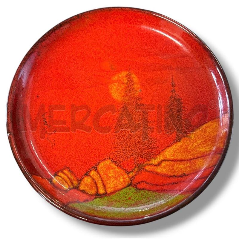 PIATTO 18.5CM VERZOLINI PAESAGGIO ROSSO CERAMICA DECORATA | Mercatino dell'Usato Rivoli 1