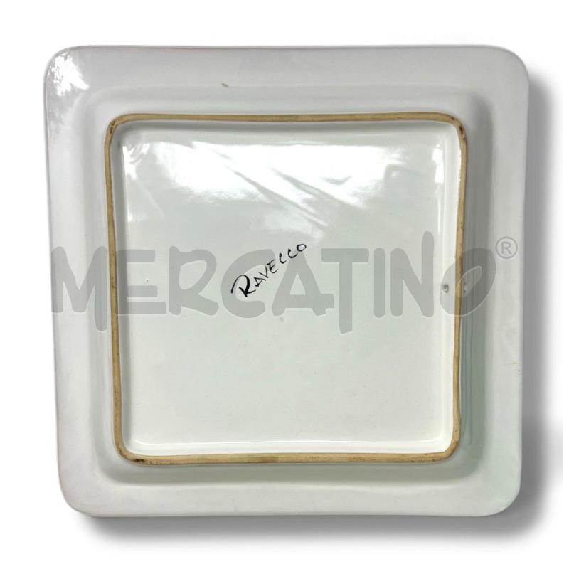 PIATTO DA PORTATA RAVECCO CERAMICA SMALTATA BLU MOTIVO FLOREALE 31X30.5 | Mercatino dell'Usato Rivoli 3
