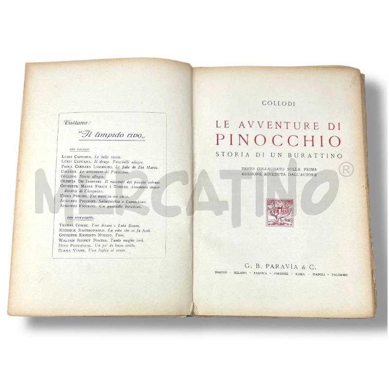 PINOCCHIO - CARLO COLLODI - PRIMA RISTAMPA DELLA PRIMA EDIZIONE | Mercatino dell'Usato Rivoli 2
