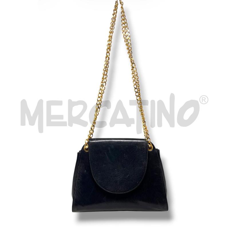 POCHETTE BRUNO MAGLI PELLE BLU SCURA CATENA DORATA | Mercatino dell'Usato Rivoli 1