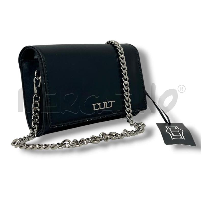 POCHETTE CULT NELLY NERA SMALL FLAP BAG LOGO SILVER | Mercatino dell'Usato Rivoli 1