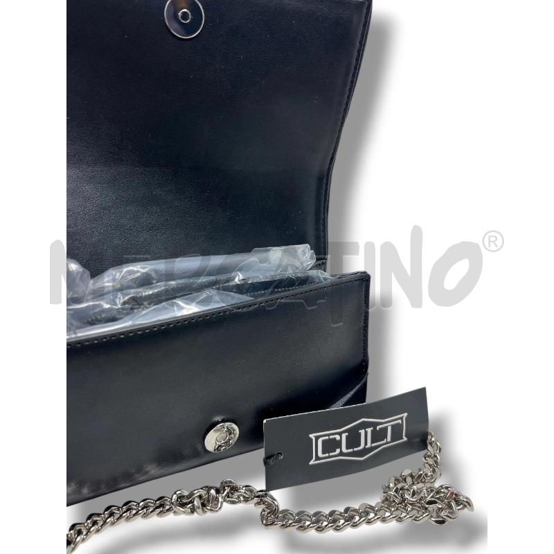 POCHETTE CULT NELLY NERA SMALL FLAP BAG LOGO SILVER | Mercatino dell'Usato Rivoli 3