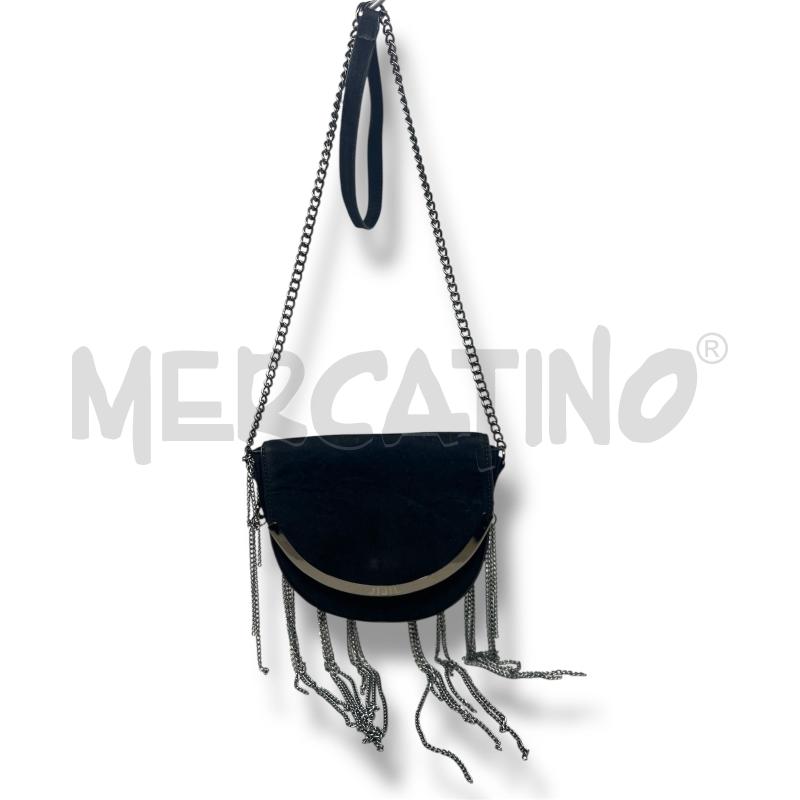 POCHETTE JIJIL SCAMOSCIATA NERA FRANGE CATENE | Mercatino dell'Usato Rivoli 1