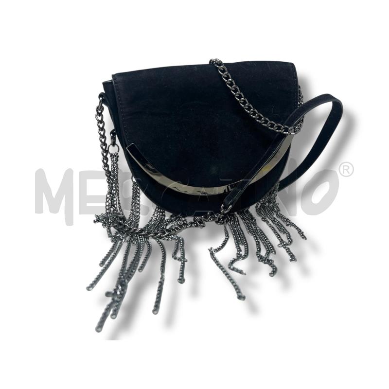 POCHETTE JIJIL SCAMOSCIATA NERA FRANGE CATENE | Mercatino dell'Usato Rivoli 2