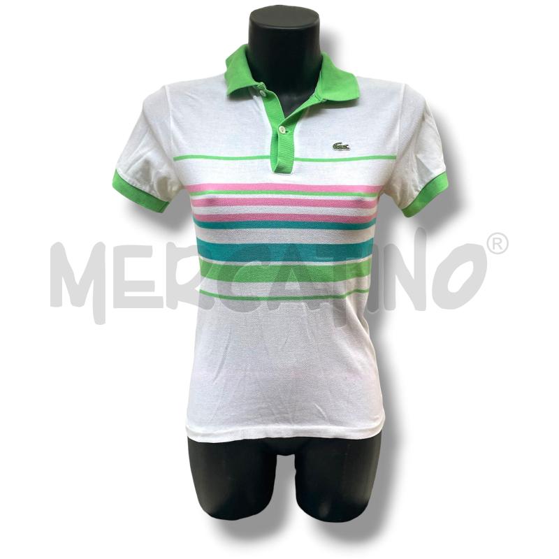 POLO DONNA LACOSTE BIANCA COLLETTO VERDE | Mercatino dell'Usato Rivoli 1