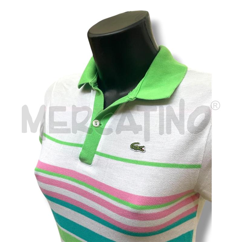 POLO DONNA LACOSTE BIANCA COLLETTO VERDE | Mercatino dell'Usato Rivoli 2