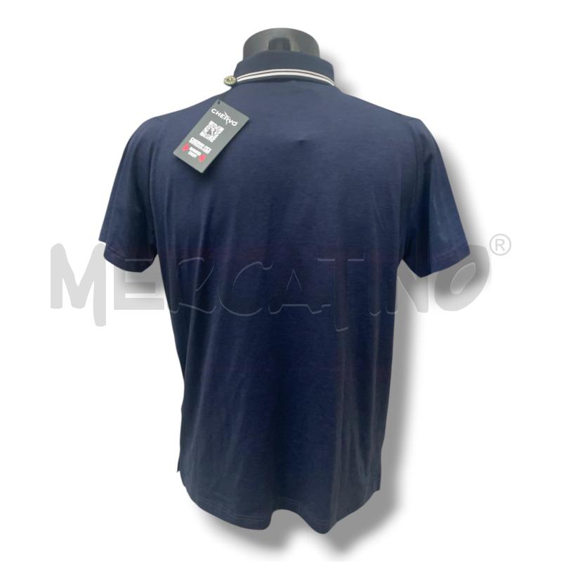 POLO UOMO CHERVO BLU NAVY BORDINI BIANCHI | Mercatino dell'Usato Rivoli 2